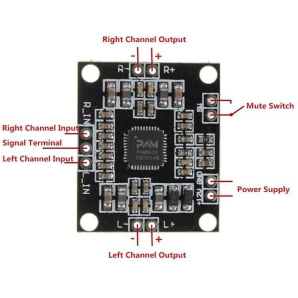 PAM8610 6V-15V Power Amplifier Board 8610 Digital Two-Channel Dual Channel Stereo Module in Pakistan - Image 3