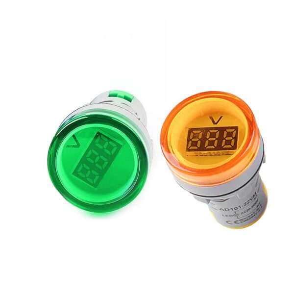 Round Digital AC 220V Voltmeter 50-600V 22mm LED Current Indicator Voltage Meter Mini Volt Tester Panel in Pakistan