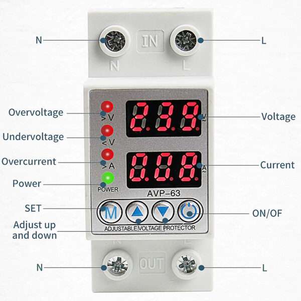 63A 230V Adjustable Over Under Protector Voltage & Ampere Relay Protection Breaker with Over Current Protector in Pakistan - Image 5