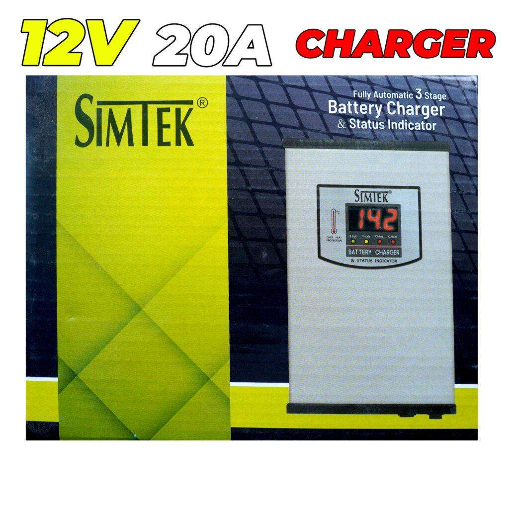 SIMTEK 12V 20A Digital Battery Charger for AGM/GEL Acid Dry Battery Maaz Electronics