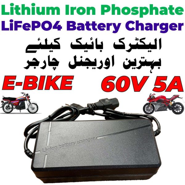Original Lithium iron Phosphate LiFePO4 Battery Charger 60V 5A 20S 73V Fast Smart Charger 110V / 220V for E-Bike Scooter Rickshaw Battery Pack in Pakistan