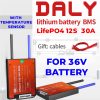 DALY 12S 36V 30A BMS with NTC Sensor for LifePO4 Battery Pack