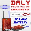 DALY 16S 48V 50A BMS with NTC Sensor for LifePO4 Battery Pack