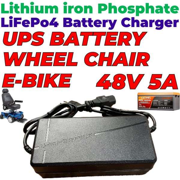 Original Lithium iron Phosphate LiFePO4 Battery Charger 48V 5A Fast Smart Charger 110V / 220V for E-Bike UPS Wheel Chair Battery Pack in Pakistan