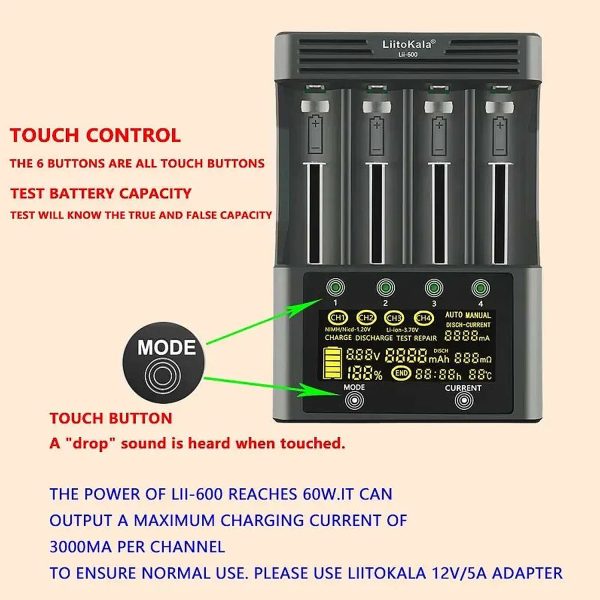 LiitoKala Lii-600 LCD 18650 1.2V 3.7V 14500 16340 18350 18500 21700 26700 26650 AA AAA NiMH/CD Lithium-ion Battery Charger in Pakistan