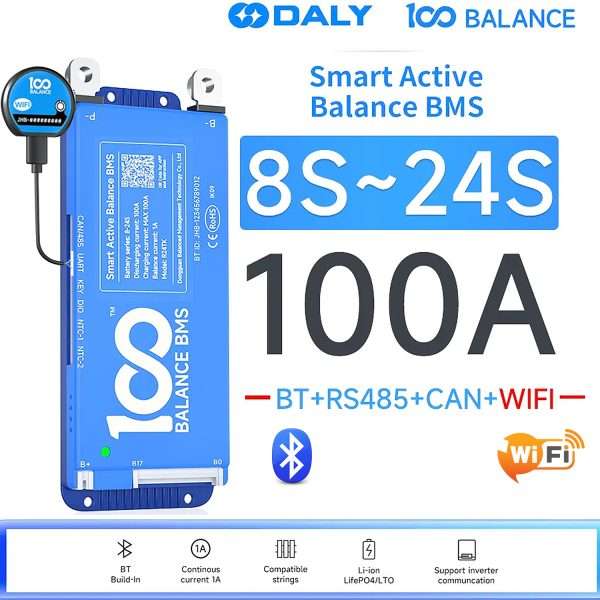 DALY 100 BALANCE Smart Active Balance 100A BMS (8S-24S) (24V-72V) JK Active Balance Bluetooth WiFi Can Port BMS LiFEPO4 in Pakistan