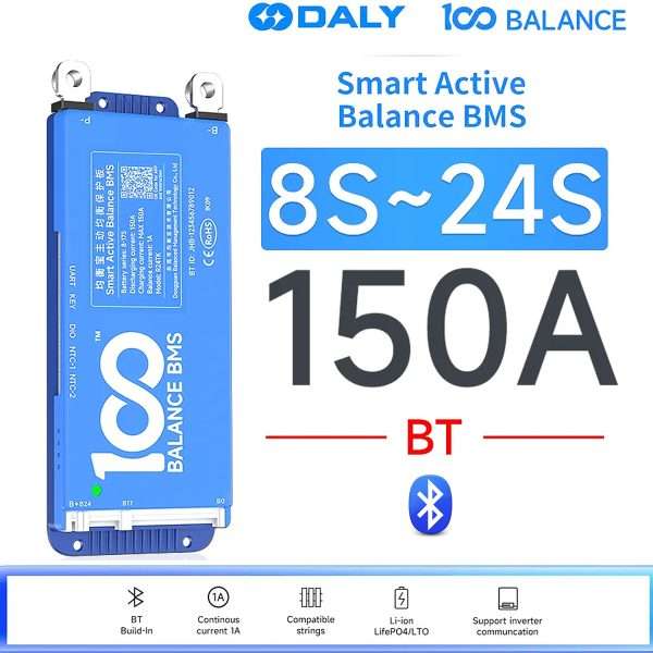 DALY 100 BALANCE Smart Active Balance 150A BMS (8S-24S) (24V-72V) JK Active Balance Bluetooth WiFi Can Port BMS LiFEPO4 in Pakistan