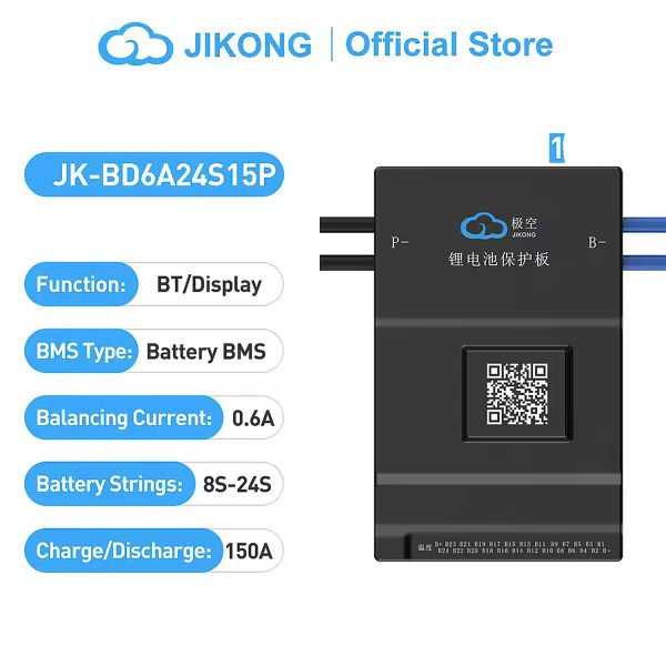 JK Smart BMS 150A 8S to 24S 0.6A Active Balance Bluetooth BMS for LifePO4 Solar Inverter UPS Battery Pack JK-BD6A24S15P in Pakistan