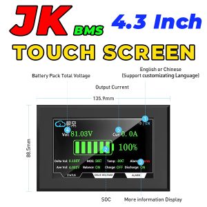 JIKONG Smart BMS Touch LCD 4.3 Inches JK BMS Display Screen Current Voltage Temperature SOC For Lithium Li-ion LiFePO4 LTO Battery in Pakistan