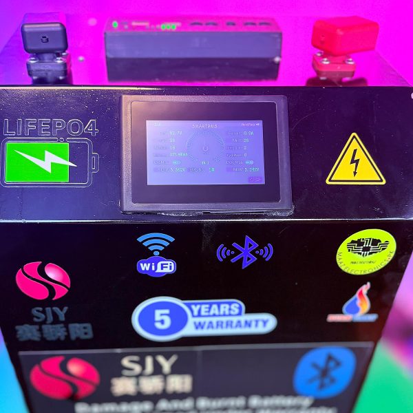 SJY 48V 280A LiFePO4 Metal Body Wheel Mount WiFi Bluetooth Digital Touch Display Lithium Iron Phosphate Battery Deep Cycles Powerwall for Solar Inverter System UPS in Pakistan