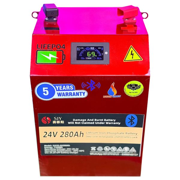 SJY 24V 314A LiFePO4 Metal Body Wall Mount Bluetooth Lithium Iron Phosphate Battery Deep Cycles Powerwall for Solar Inverter System UPS in Pakistan