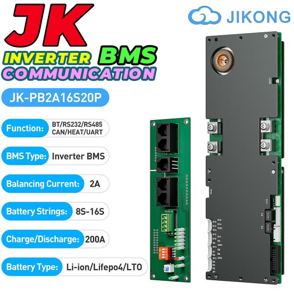 JK Smart Inverter BMS 200A 8S to 16S 2A Active Balance Bluetooth BMS for LifePO4 Solar Inverter UPS Battery Pack JK-PB2A16S20P in Pakistan