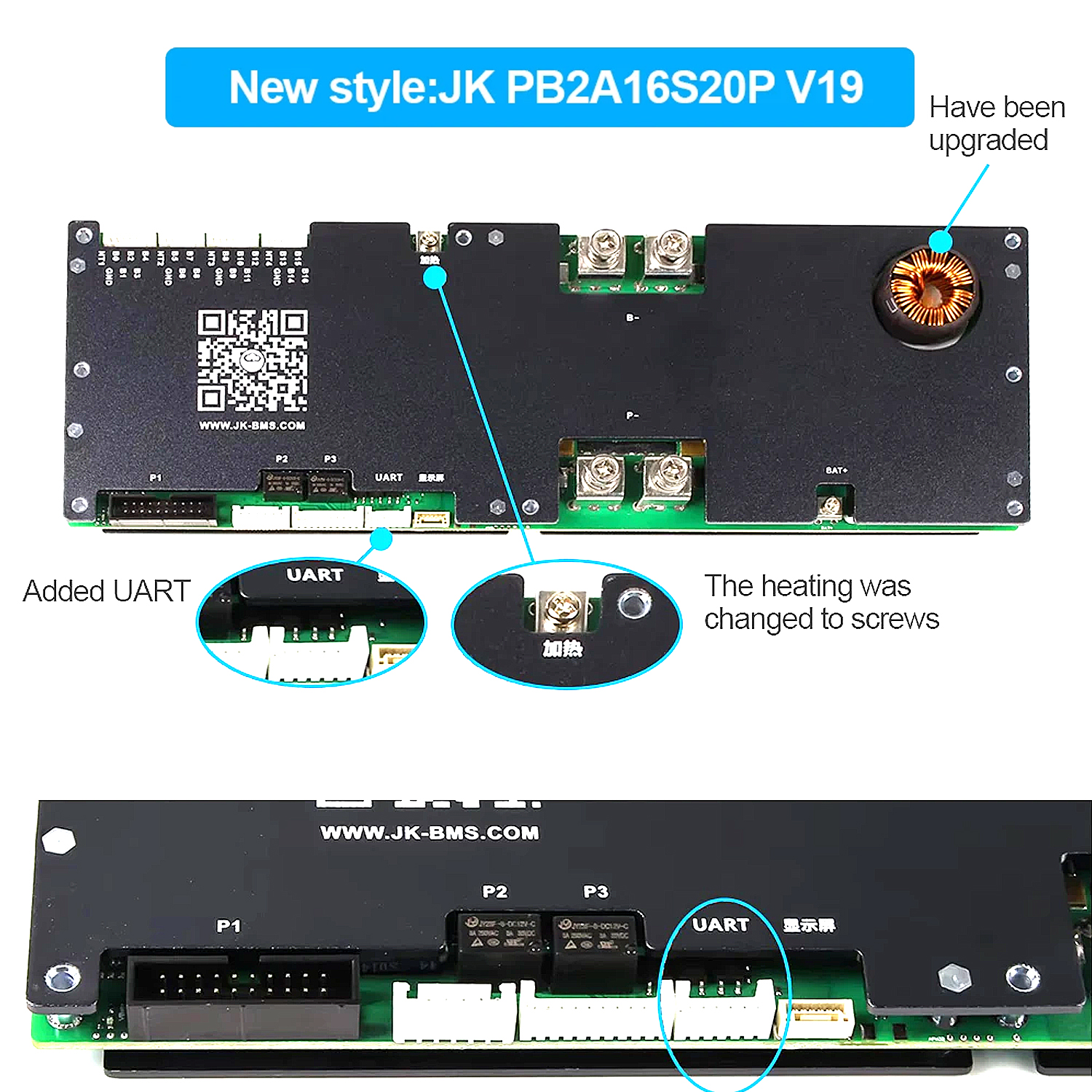 JK Smart Inverter BMS 200A 8S to 16S 2A Active Balance V19 JK-PB2A16S20P Bluetooth BMS for LifePO4 Solar Inverter UPS Battery Pack in Pakistan