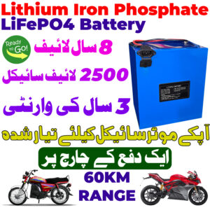 SJY Lithium Iron Phosphate LiFePO4 Battery 60V 30Ah Cell Deep Cycles for Electric Bike EBike Electric Cycle 8 Year Life in Pakistan