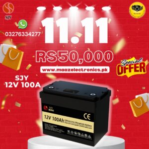 SJY 12V 100A LiFePO4 Lithium Iron Phosphate Battery Deep Cycles for UPS Solar System Car 8 Year Life 3 Year Warranty in Pakistan 11.11 Sale