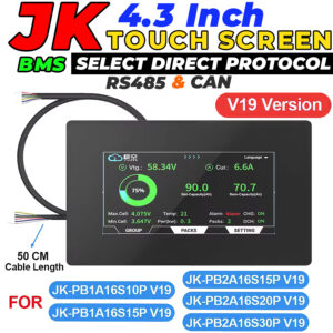 JIKONG Smart BMS Touch LCD 4.3 Inches JK V19 BMS Display Screen Current Voltage Temperature SOC For Lithium Li-ion LiFePO4 LTO Battery in Pakistan