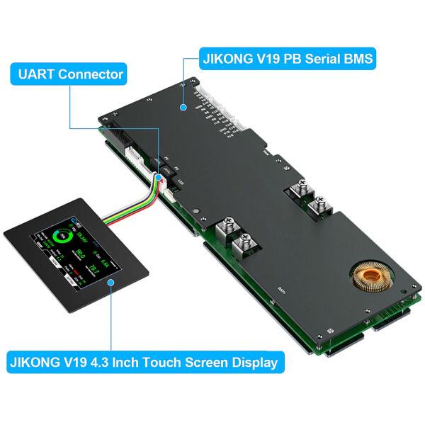 JIKONG Smart BMS Touch LCD 4.3 Inches JK V19 BMS Display Screen Current Voltage Temperature SOC For Lithium Li-ion LiFePO4 LTO Battery in Pakistan