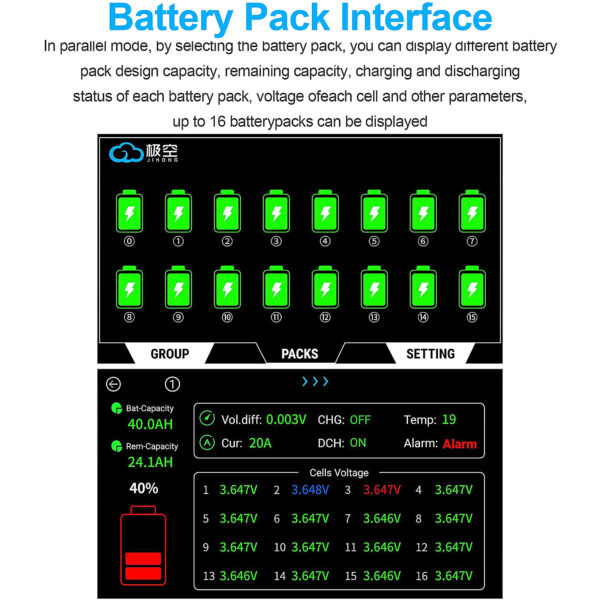 JIKONG Smart BMS Touch LCD 4.3 Inches JK V19 BMS Display Screen Current Voltage Temperature SOC For Lithium Li-ion LiFePO4 LTO Battery in Pakistan