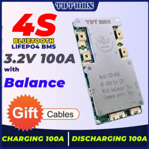 TDT 4S 12V 3.2V 100A LiFePO4 Bluetooth BMS with Temperature Control & Active Balancing