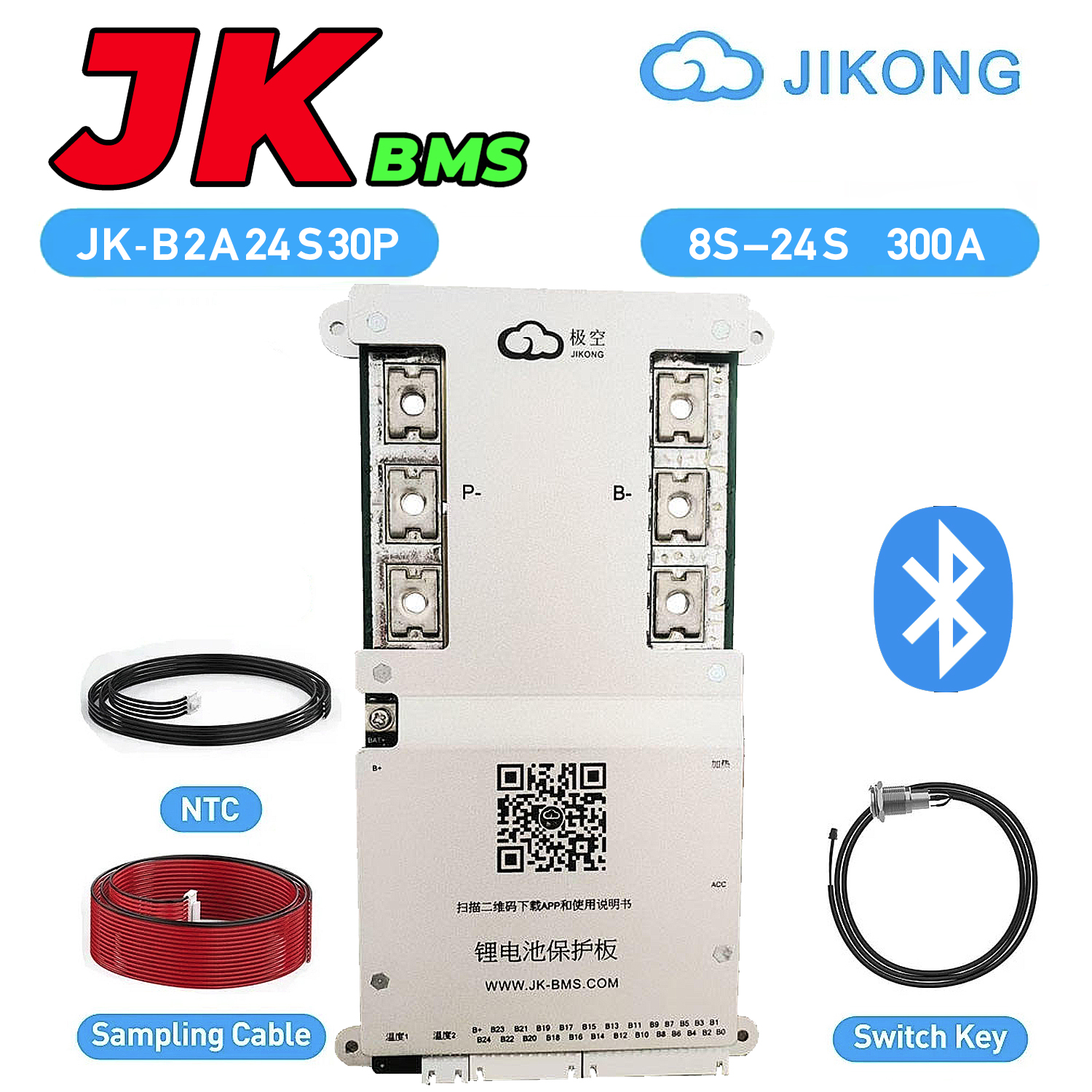 JK Smart BMS 300A 8S to 24S 2A Active Balance Bluetooth BMS for LifePO4 Solar Inverter UPS Battery Pack JIKONG JK-B2A24S30P in Pakistan