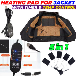 Heating Pad 5V Electric Heating Sheet With 5 Pads Gear Adjustable Time & Temperature Heating Warmer Pad For Vest Jacket in Pakistan
