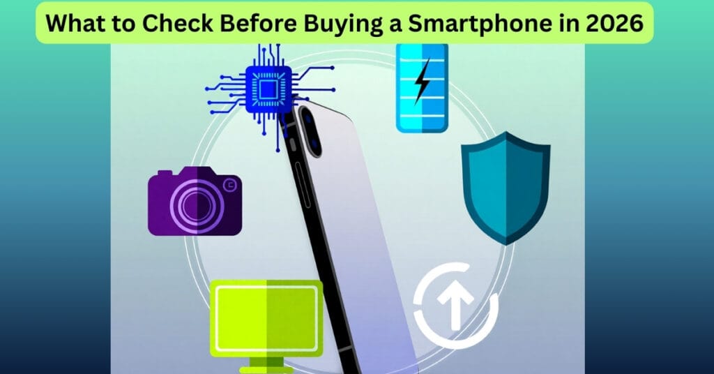 New vs refurbished and used electronics comparison illustration with checklist and gadgets