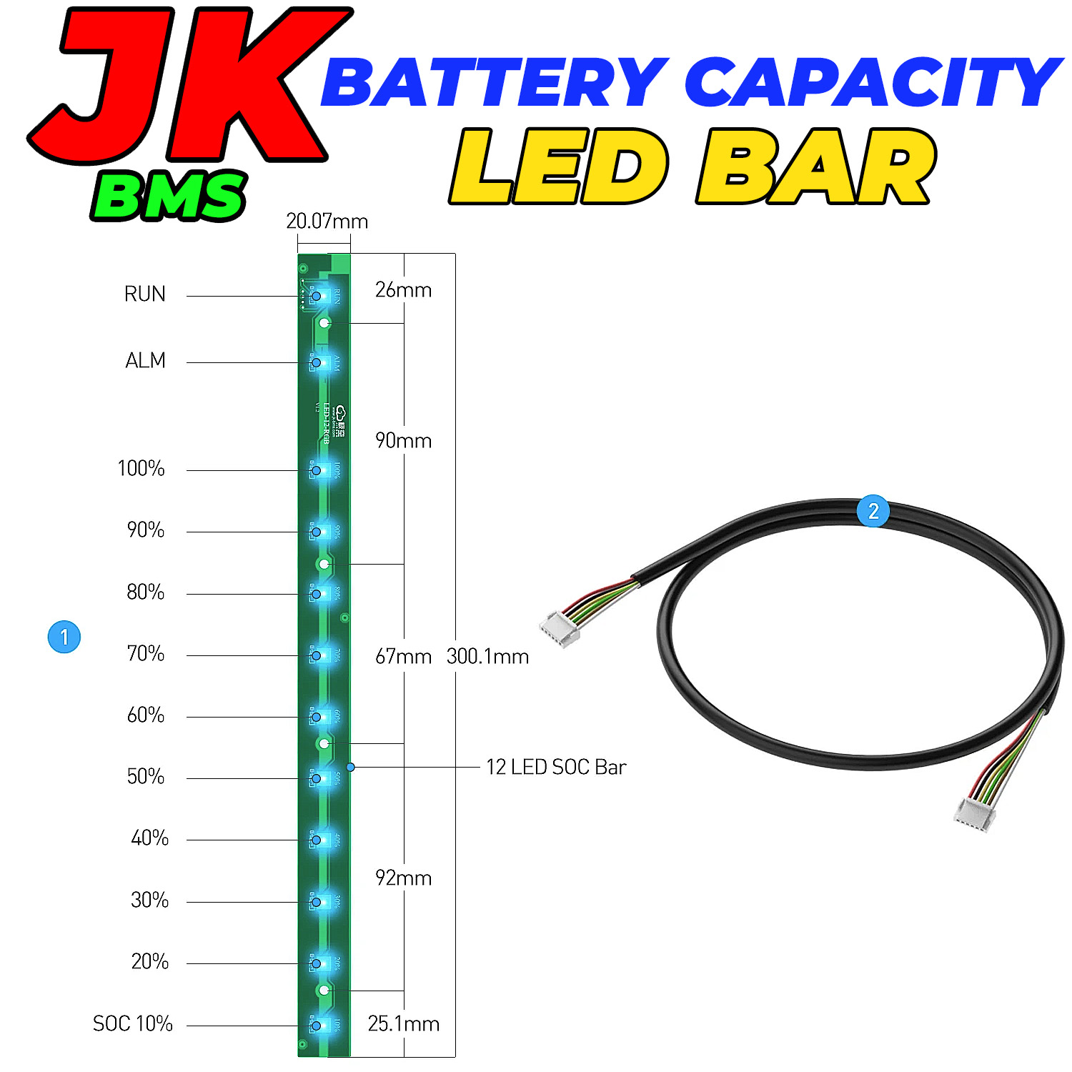 JIKONG 12 LED Battery Capacity Strip SOC Power Bar Compatible With All JK BMS in Pakistan