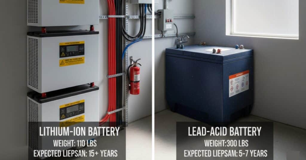 Lithium solar battery compared to lead-acid battery for home energy storage