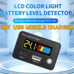 18W Battery Capacity Indicator 12V 24V LCD Digital Voltmeter Ternary Lead-Acid Lithium LiFePO4 Voltage Tester for Car Motorcycle in Pakistan