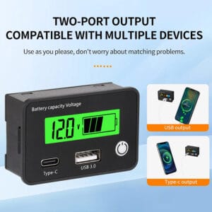 18W Battery Capacity Indicator 12V 24V LCD Digital Voltmeter Ternary Lead-Acid Lithium LiFePO4 Voltage Tester for Car Motorcycle in Pakistan