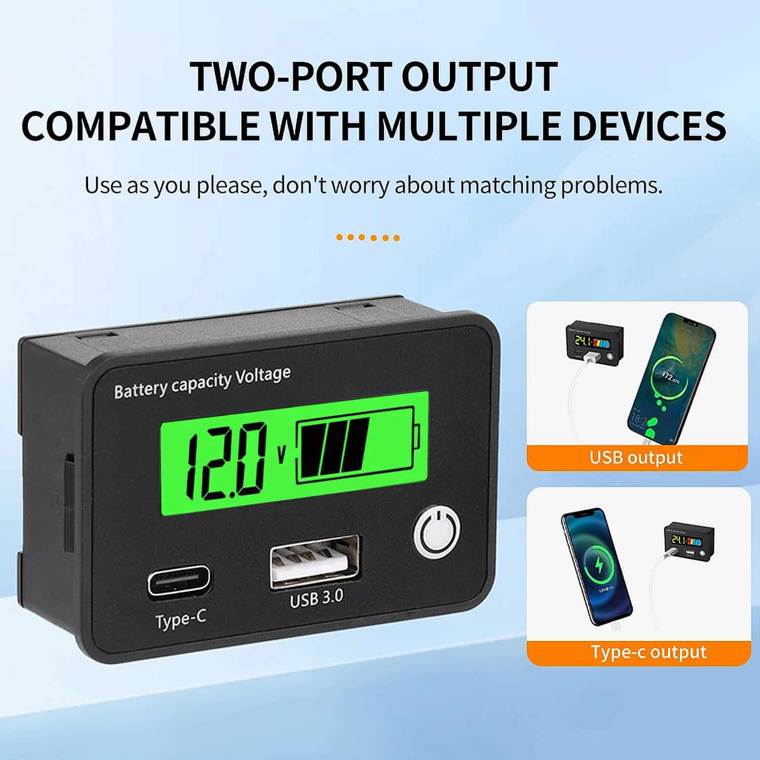 18W Battery Capacity Indicator 12V 24V LCD Digital Voltmeter Ternary Lead-Acid Lithium LiFePO4 Voltage Tester for Car Motorcycle in Pakistan