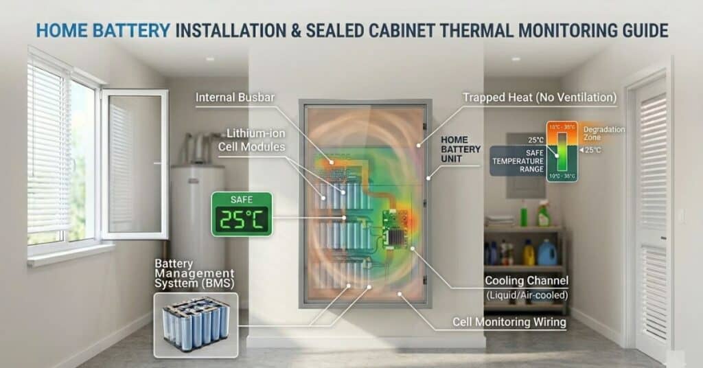 Home battery installed inside a sealed cabinet without ventilation