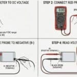 diagram showing how to test battery with multimeter positive and negative terminals