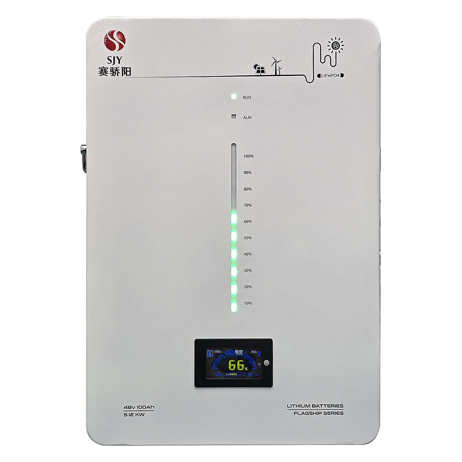 SJY 48V 100A LiFePO4 Battery Touch Display Lithium Iron Phosphate Battery with SOC LED Bar for Solar Inverter System UPS in Pakistan