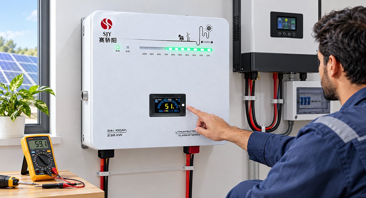 Lithium battery connected to a compatible charger for troubleshooting