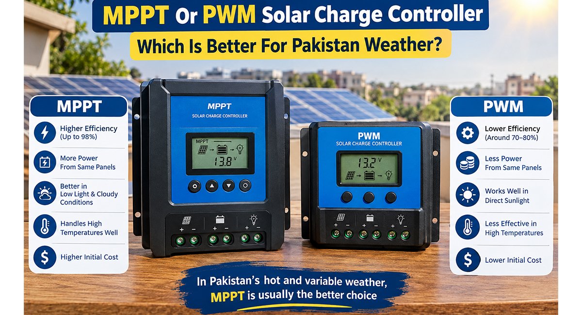 MPPT vs PWM solar charge controllers for a solar battery system in Pakistan